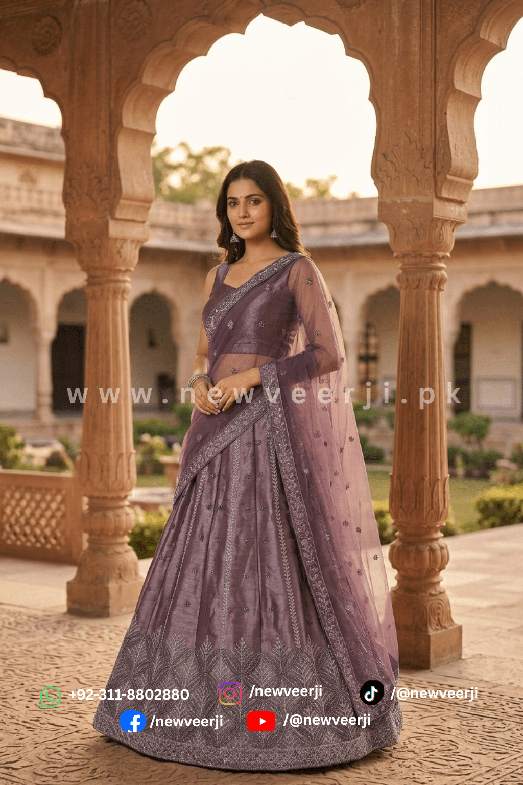 Elegant Lavender Silk Lehenga Set - New Veer Ji