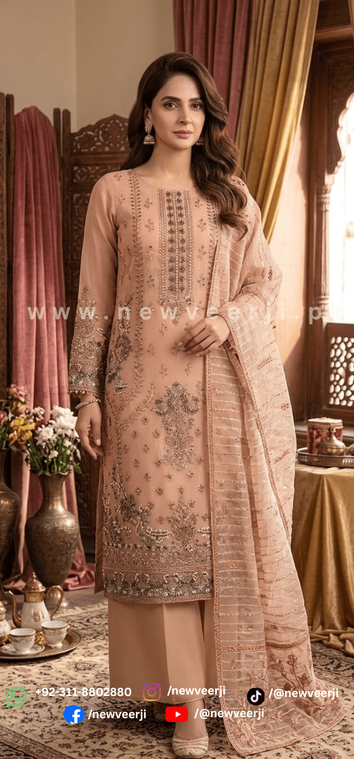 Elegant Organza 3Piece Suit - New Veer Ji