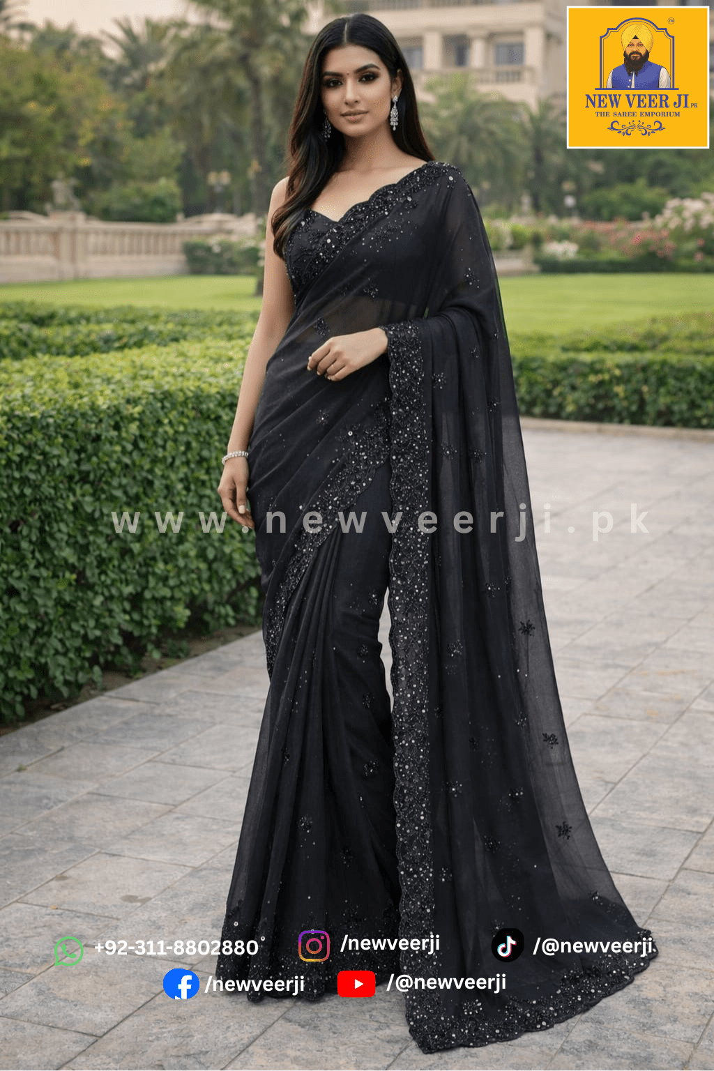 Fancy Black Saree - New Veer Ji