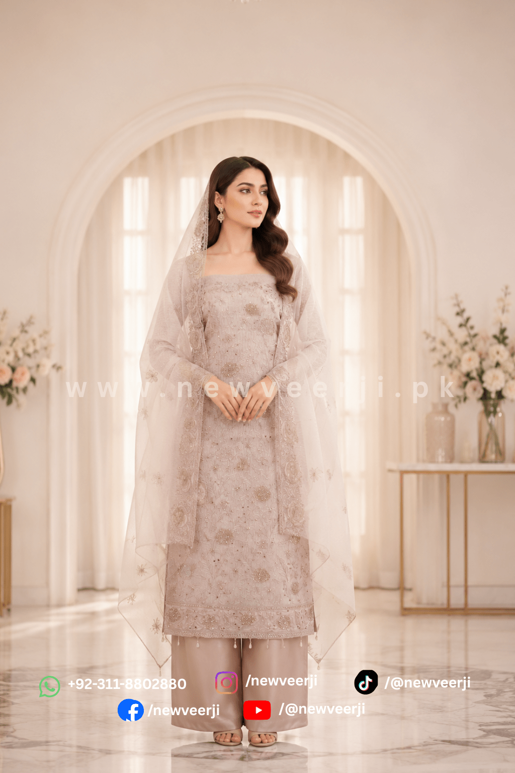 Fancy Suit Organza 3p - New Veer Ji