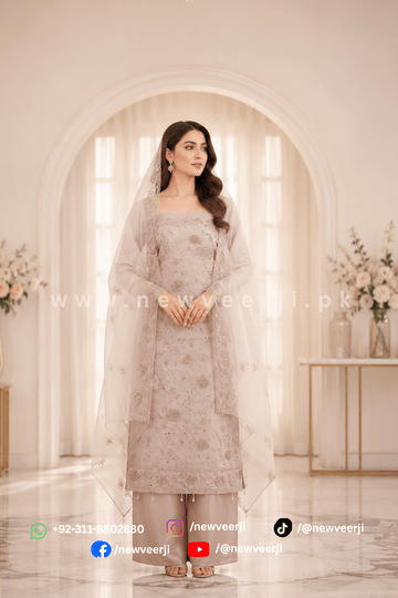 Fancy Suit Organza 3p - New Veer Ji