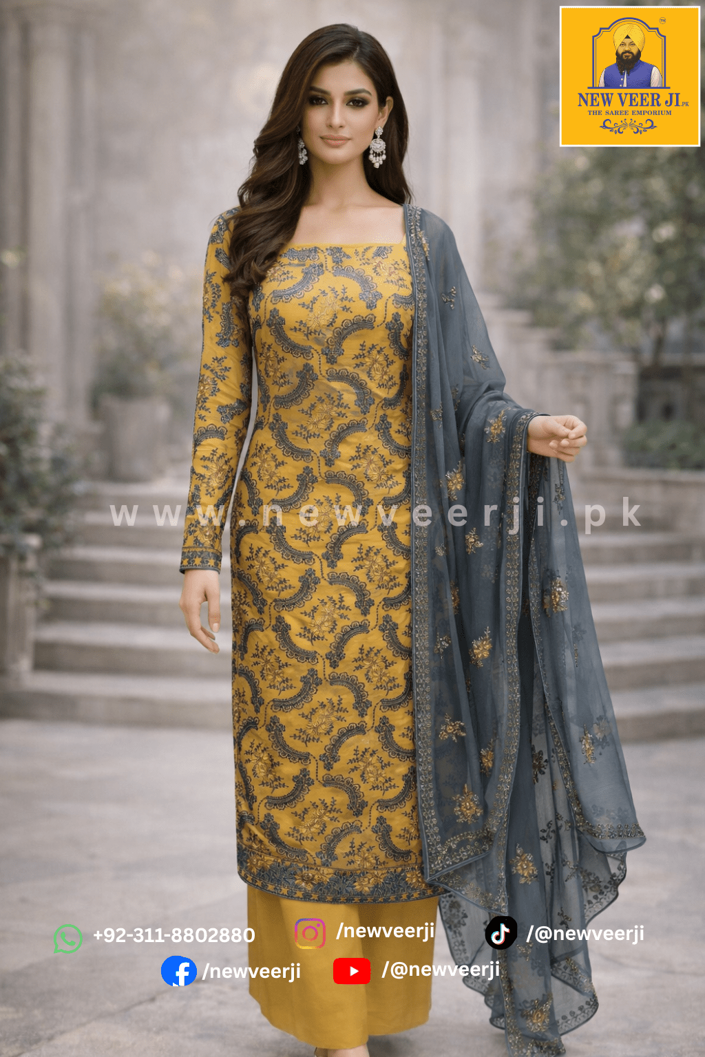 Fancy Suit Organza 3pc - New Veer Ji
