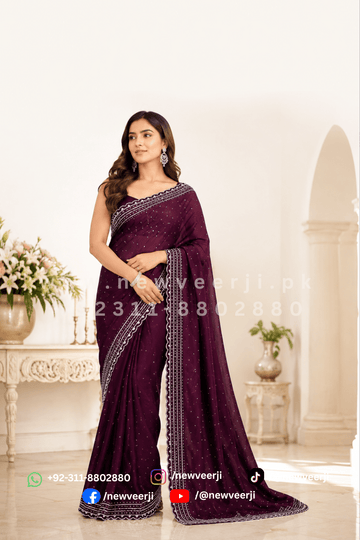 Indian Crinkle Silk Saree - New Veer Ji