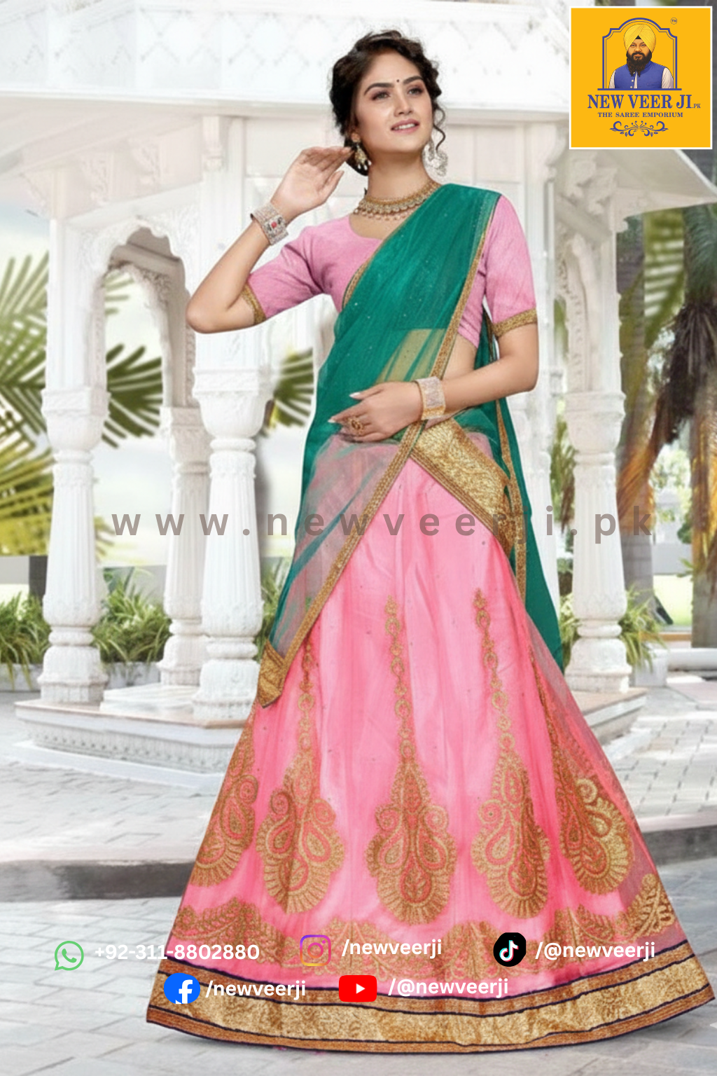 Indian Net Lehnga D1001 Color Pink by Missgunni - New Veer Ji