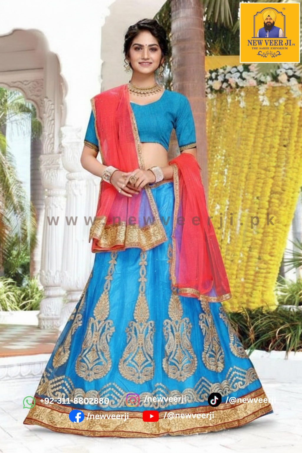 Indian Net Lehnga D1002 Color Blue by Missgunni - New Veer Ji