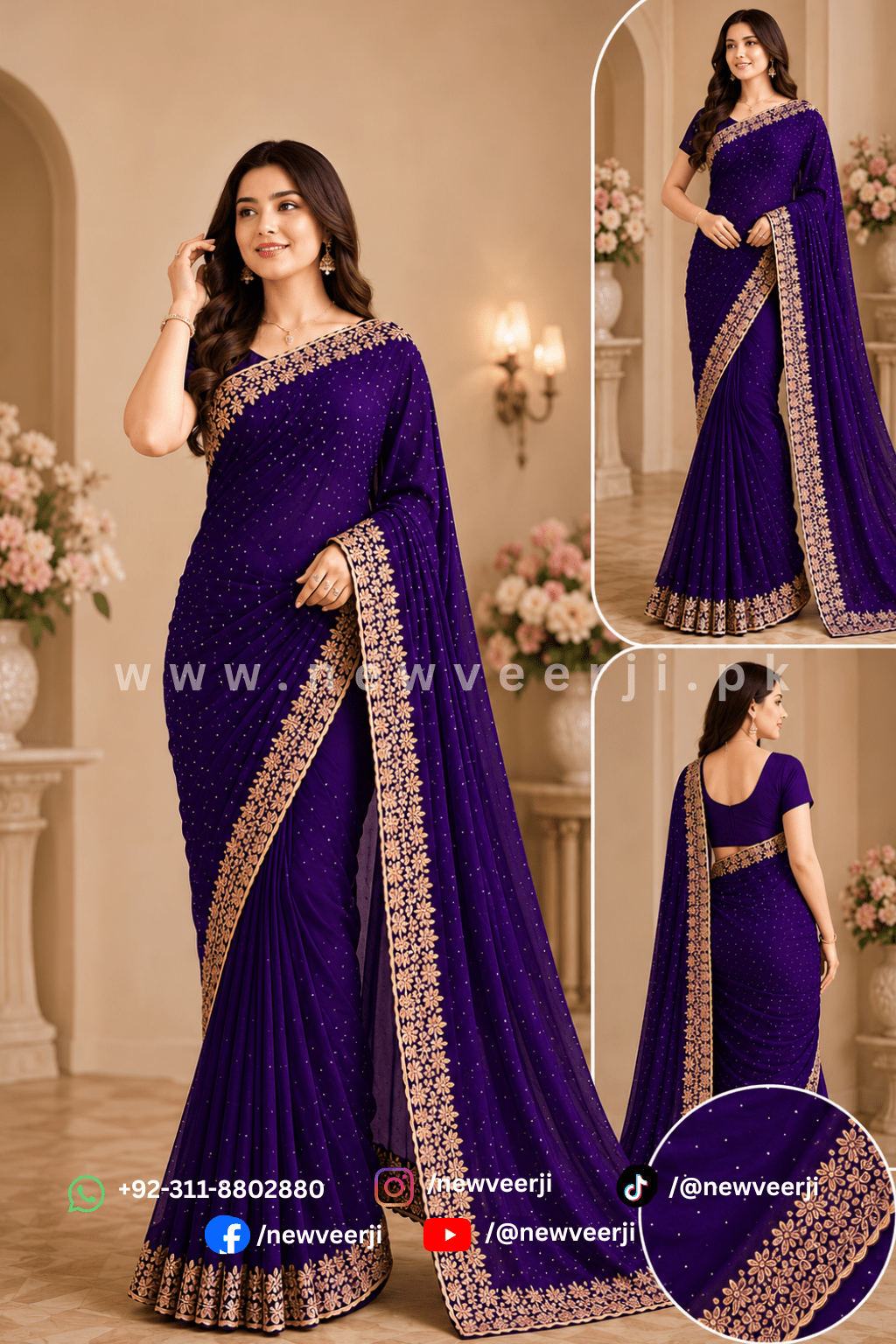 Indian Rao Silk Embroidered Saree - New Veer Ji