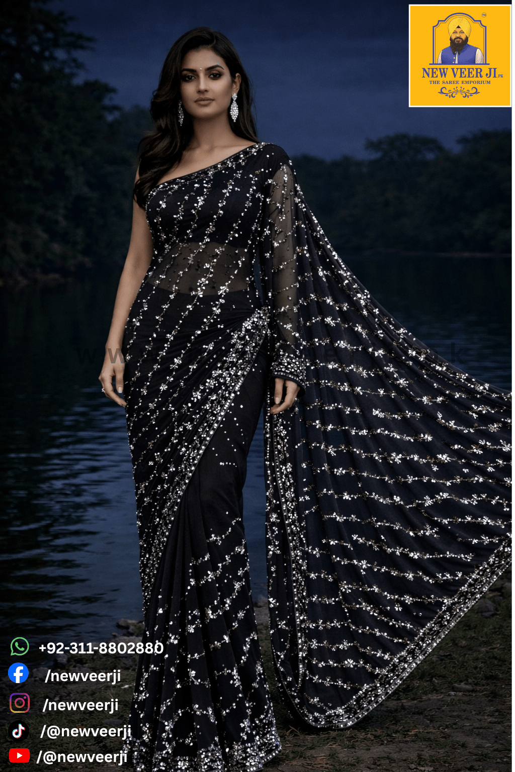 Pearl Saree Silver - New Veer Ji