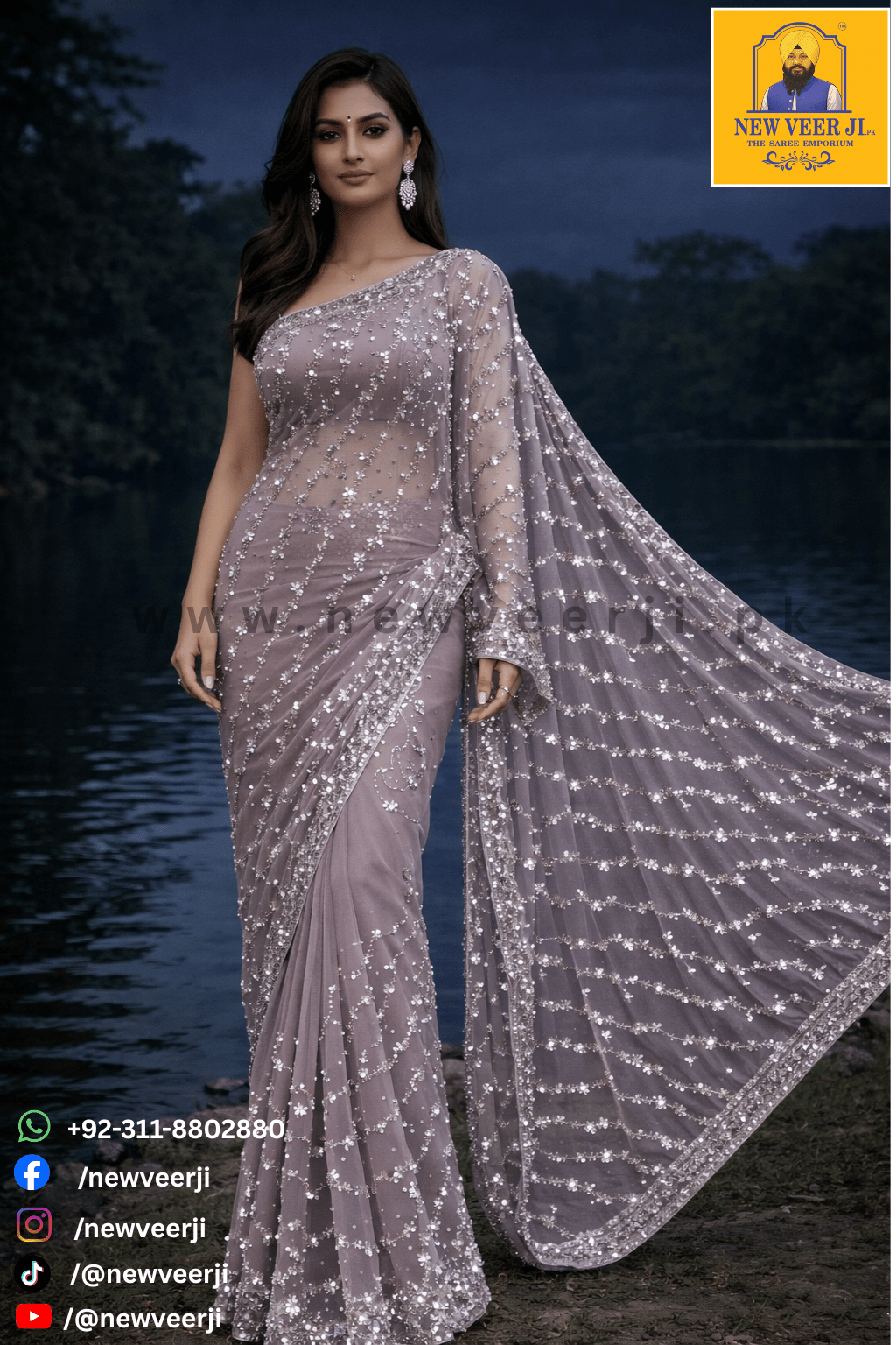 Pearl Saree Silver - New Veer Ji
