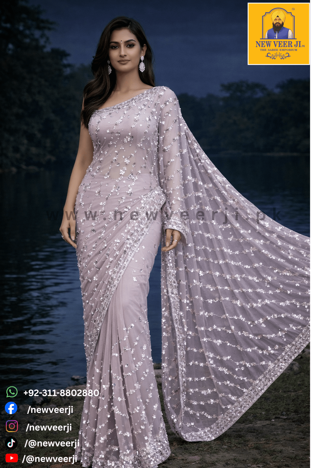 Pearl Saree Silver - New Veer Ji