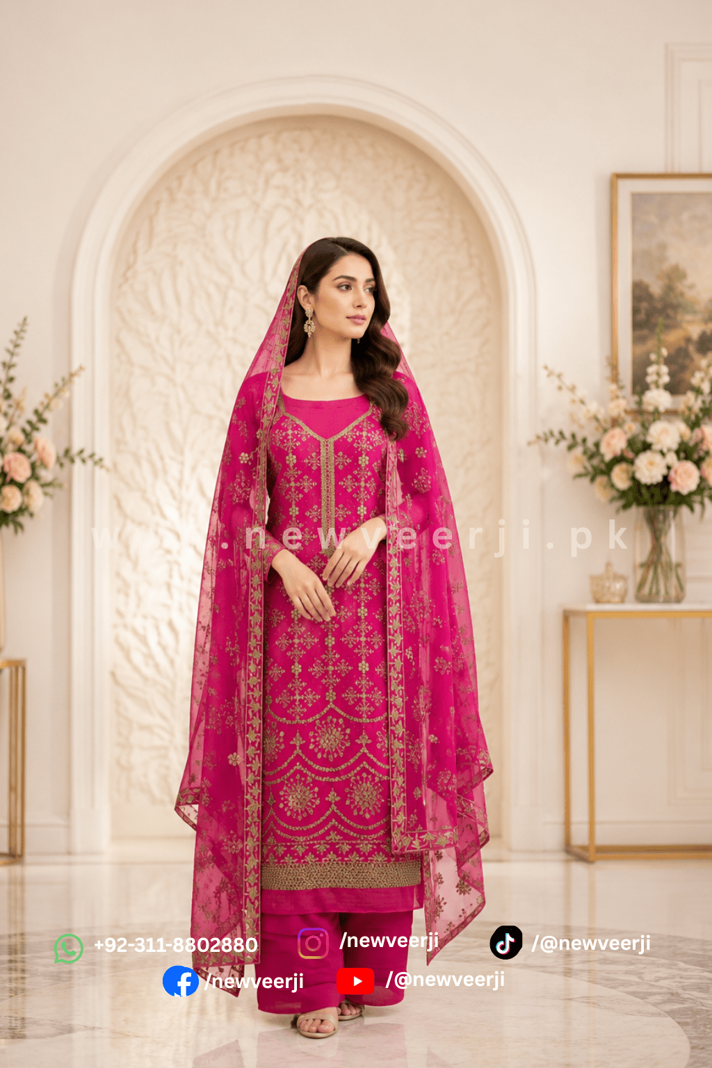 Pure chiffon Suit 3p - New Veer Ji