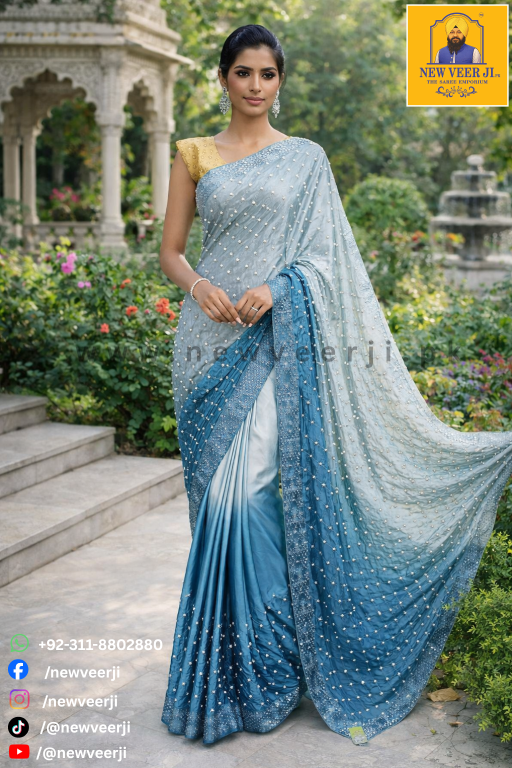 Saree Silk Dubble Shade Pearl - New Veer Ji