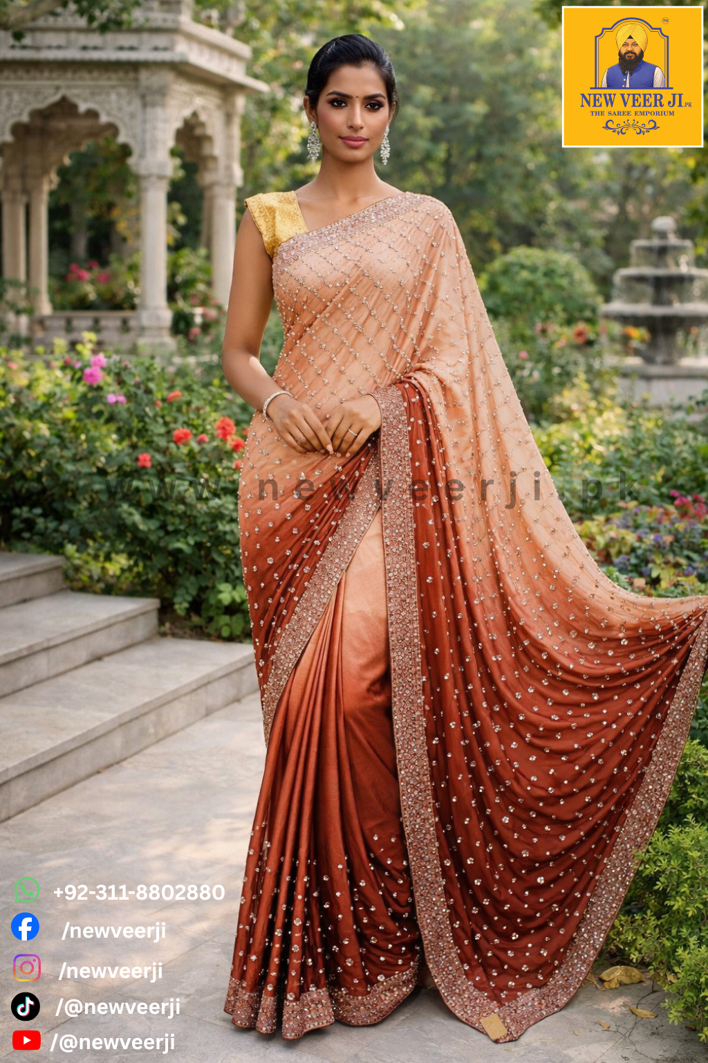 Saree Silk Dubble Shade Pearl - New Veer Ji
