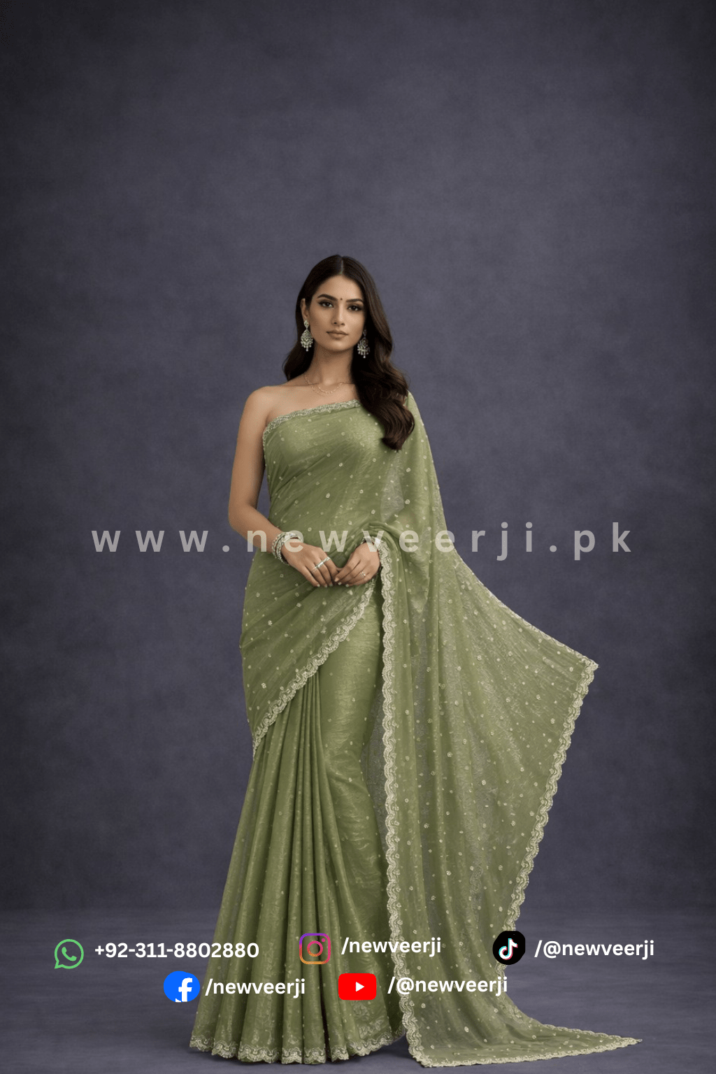 Shimmery Organza Saree - New Veer Ji