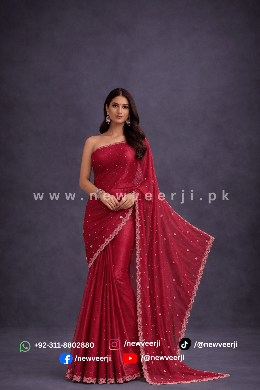 Shimmery Organza Saree - New Veer Ji