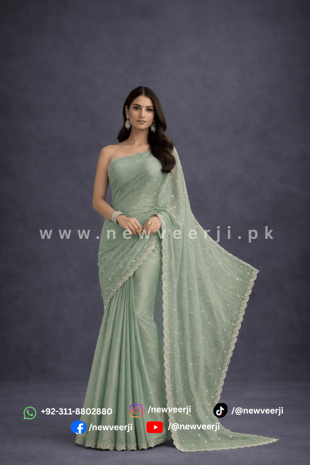 Shimmery Organza Saree - New Veer Ji