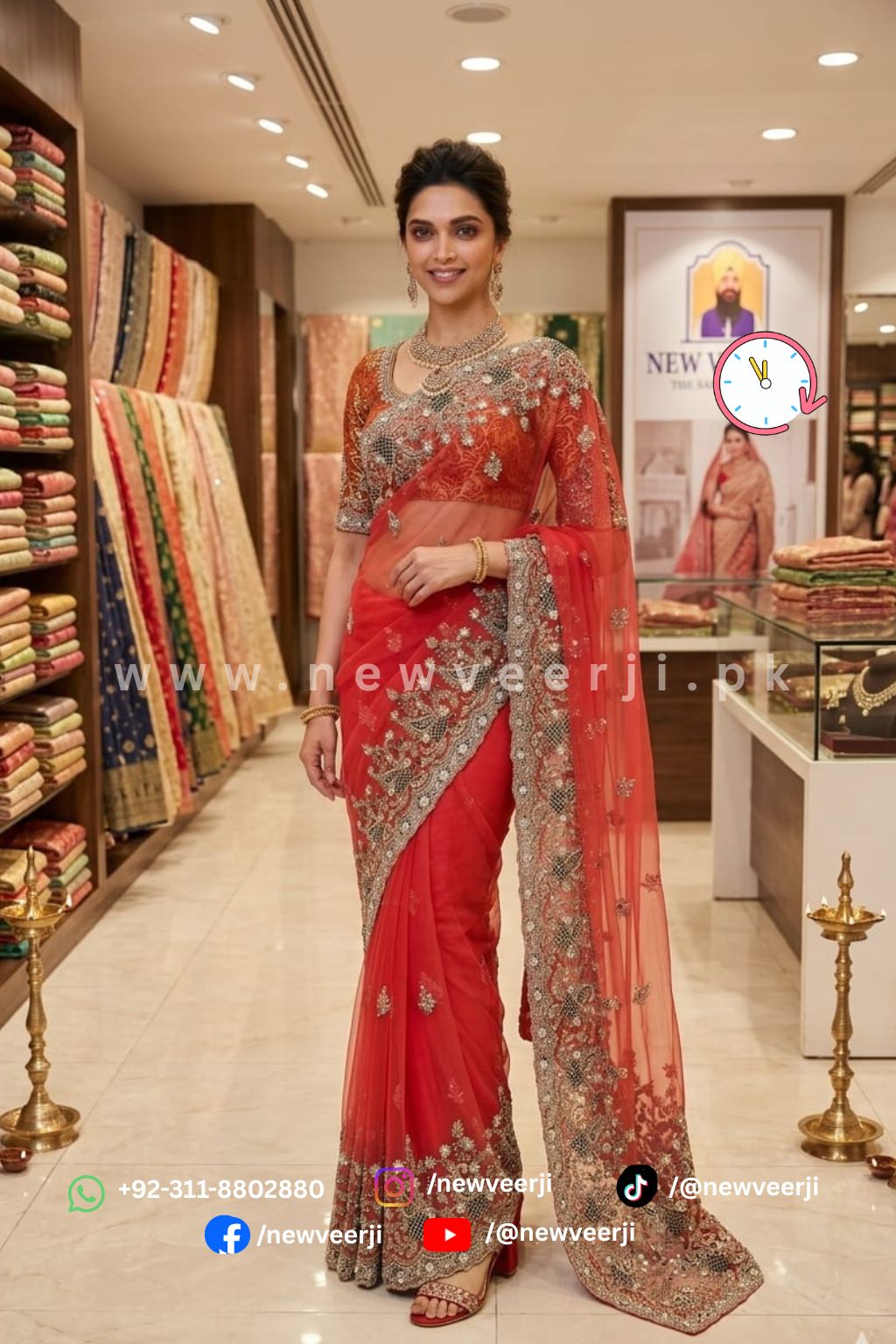 Soft Net Hand Embroidered Saree - New Veer Ji