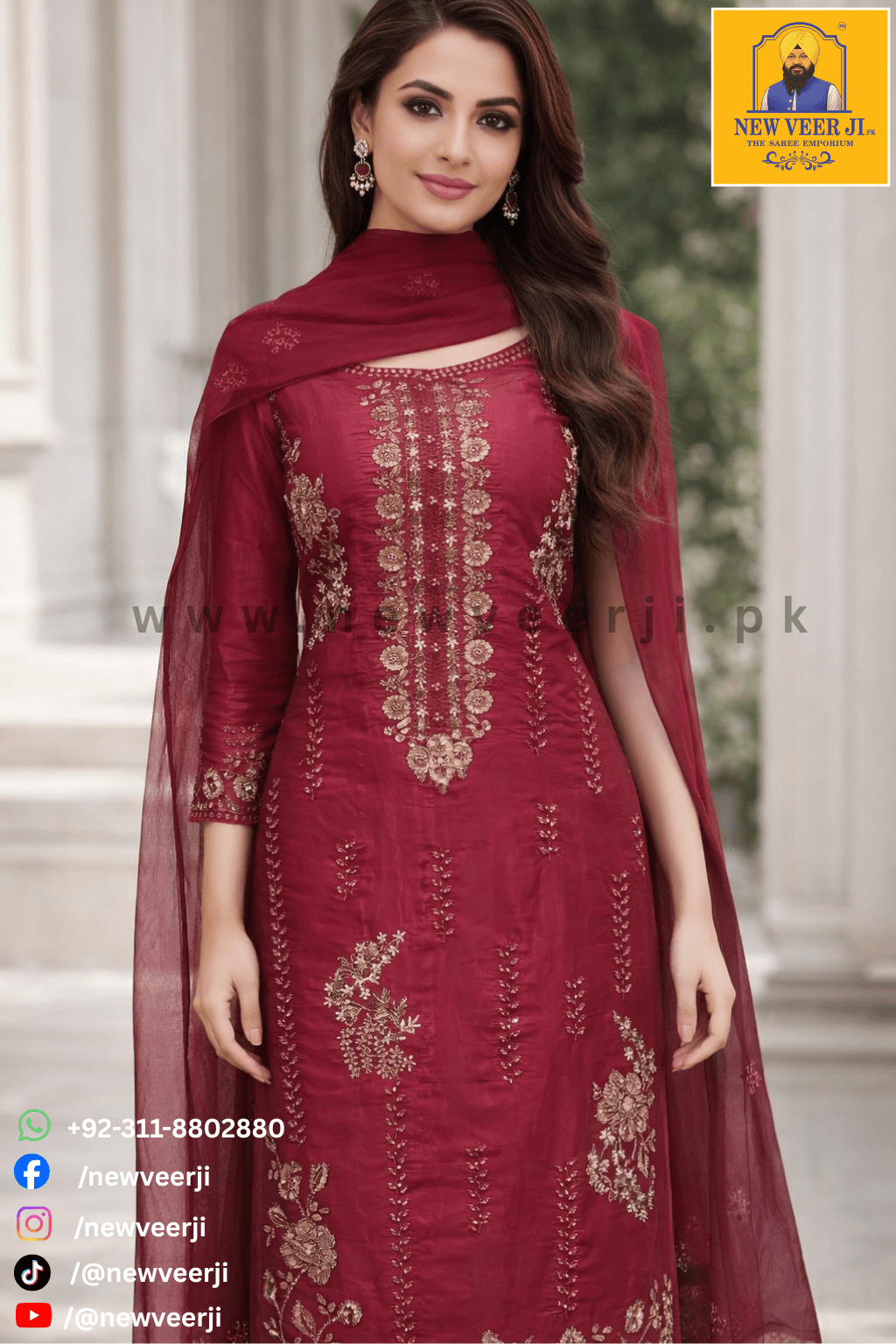 Suit Imported Silk 3pc - New Veer Ji